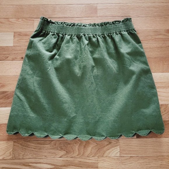 J. Crew Dresses & Skirts - J. Crew Scalloped Hem Linen Blend Mini Skirt - Green - 6